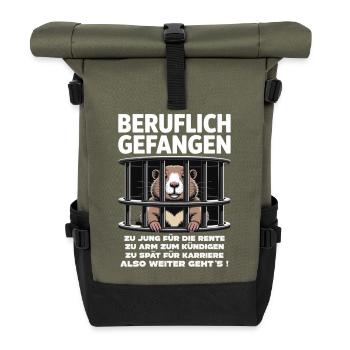 Office & Job Colleagues Workers Fun Work - Roll Top Backpack - olive/black - Front