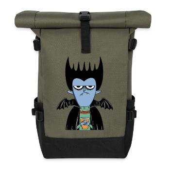 Coffee Vampire | Funny Vampire with Bat Wings - Roll Top Backpack - olive/black - Front