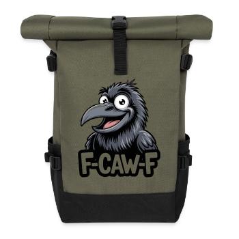 F-Caw-F Meme Krähe - Rolltop Rucksack - Olive/Schwarz - Vorne