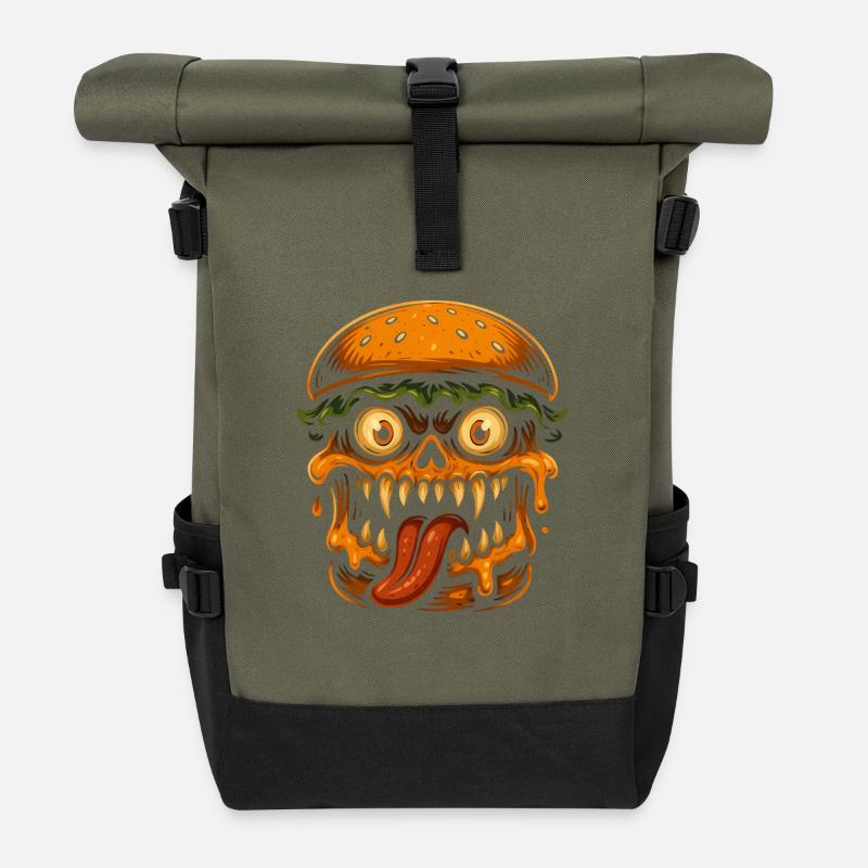 Burger Crâne Monstre - Sac à dos roll top - olive/noir