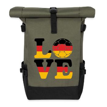 Love Football Germany Flag Motif - Roll Top Backpack - olive/black - Front