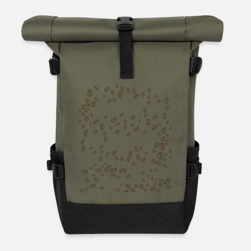 Tourbillon orbital de grain de café - Sac à dos roll top - olive/noir
