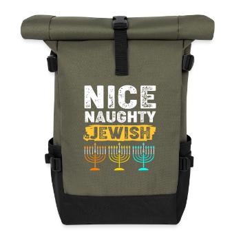 Chanukkah Hanukkah Hanukah - Rolltop Rucksack - Olive/Schwarz - Vorne