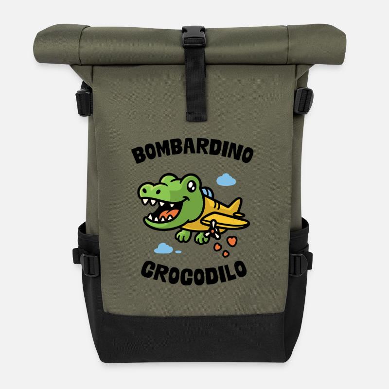 Bombardino crocodilo - Roll Top Backpack - olive/black
