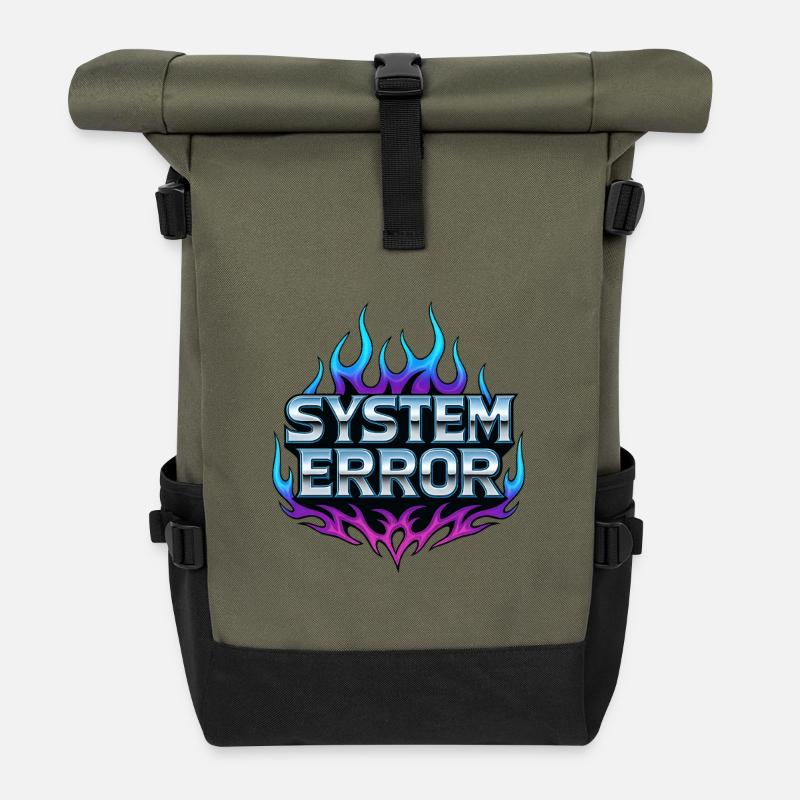Systemfehler Flammen Grafik - Rolltop Rucksack - Olive/Schwarz