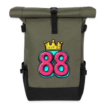 88 Number Crown - Roll Top Backpack - olive/black - Front