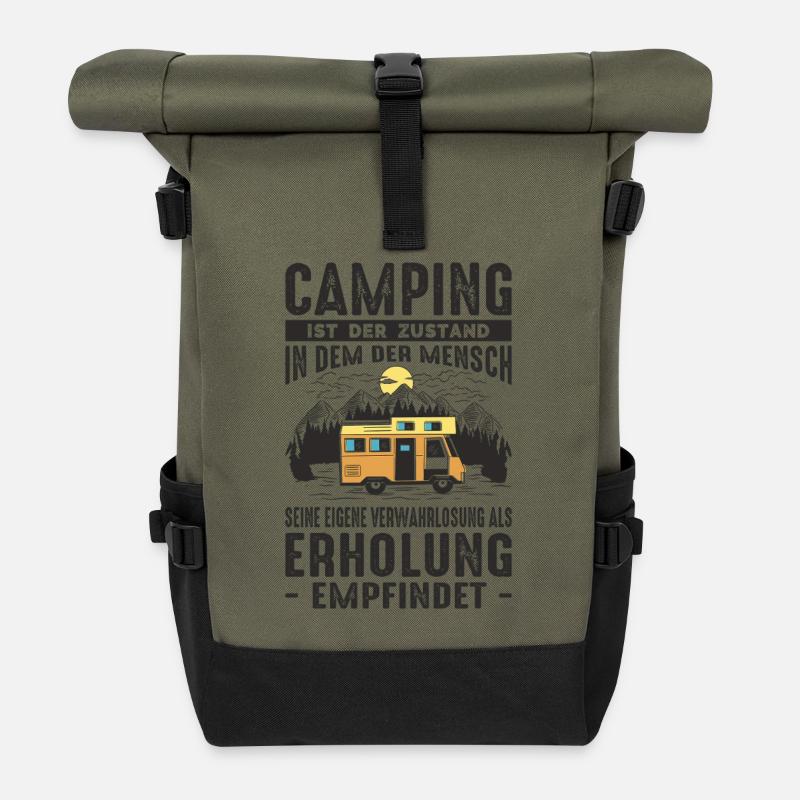 Drôle de dicton camping & camper - Sac à dos roll top - olive/noir