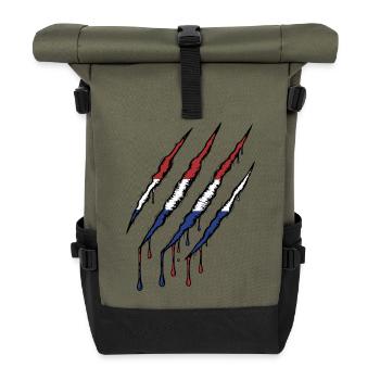 Niederlande Kralle Holland Oranje Kratzspur  - Rolltop Rucksack - Olive/Schwarz - Vorne