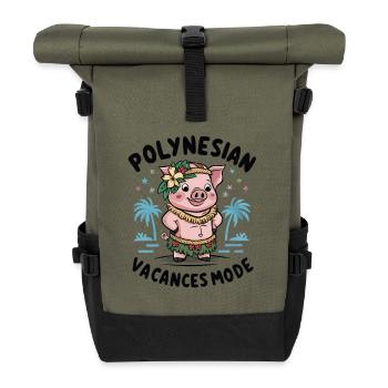 Polynesische Vibes Tropische Inseln Ambiente Sonne - Rolltop Rucksack - Olive/Schwarz - Vorne