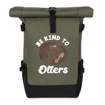 Seeotter Cartoon Herz Kind - Rolltop Rucksack - Olive/Schwarz - Vorne