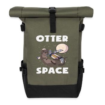 Seeotter Cartoon Raum Pun - Rolltop Rucksack - Olive/Schwarz - Vorne