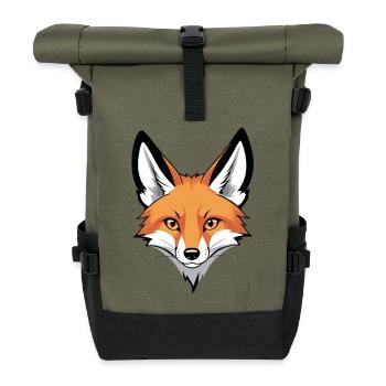 Fox Head Illustration - Roll Top Backpack - olive/black - Front