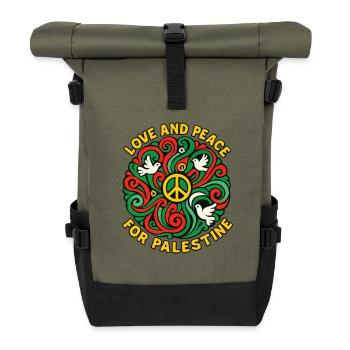 Liebe und Frieden für Palästina - Rolltop Rucksack - Olive/Schwarz - Vorne