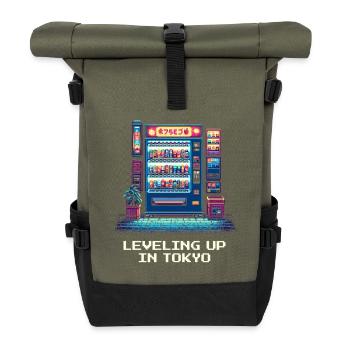 Level Up in Tokio | Japan Reise Otaku - Rolltop Rucksack - Olive/Schwarz - Vorne