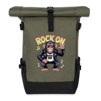 Rock On Monkey Rocker Sunglasses Leather Jacket - Roll Top Backpack - olive/black - Front