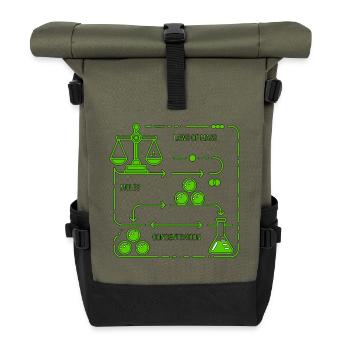 Diagramm der Gesetze der Massenchemie - Rolltop Rucksack - Olive/Schwarz - Vorne