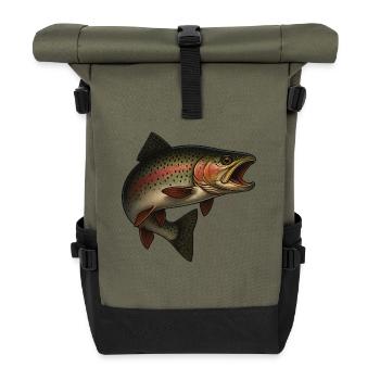 Fascinating trout by the water - Roll Top Backpack - olive/black - Front