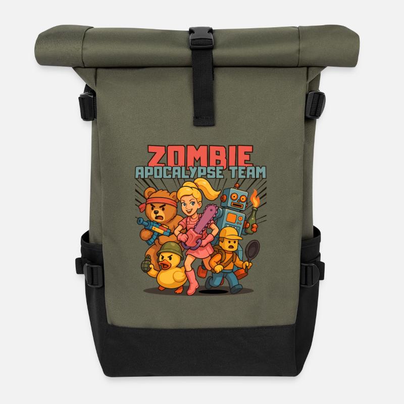Das Zombie-Apokalypse-Team - Rolltop Rucksack - Olive/Schwarz