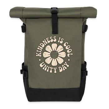 Kindness Unity Flowers Postive Message - Roll Top Backpack - olive/black - Front