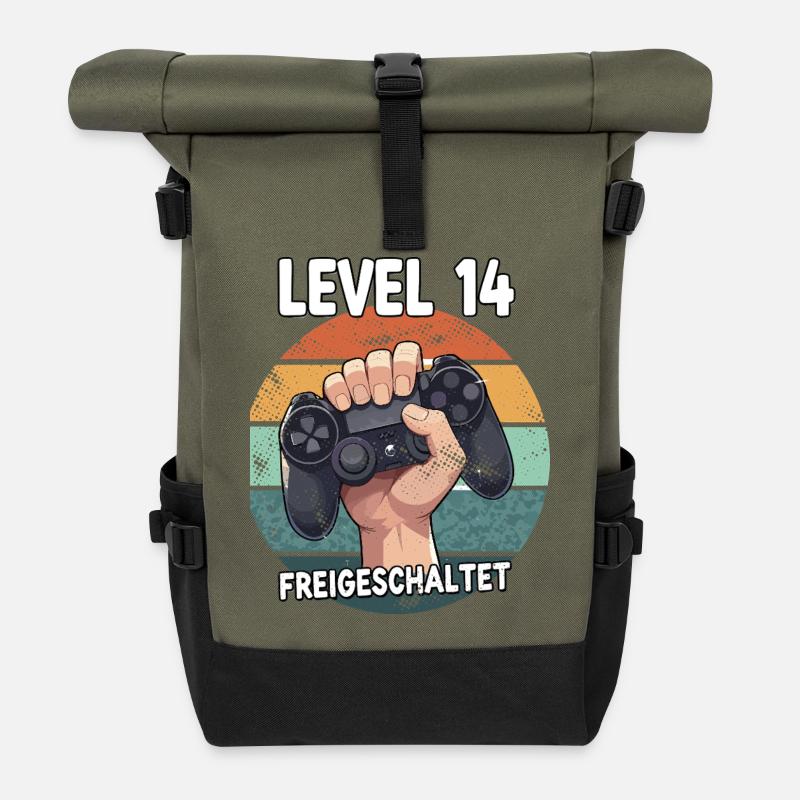 Manette déverrouillée de niveau 14 - Sac à dos roll top - olive/noir