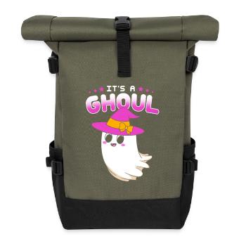 Gender Reveal Halloween Werdende Mutter - Rolltop Rucksack - Olive/Schwarz - Vorne