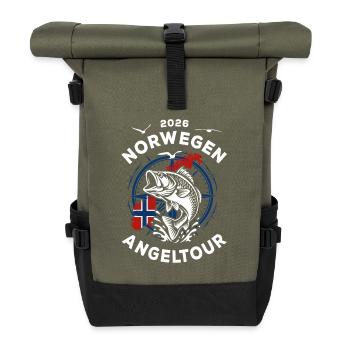 Voyage de pêche en Norvège 2026 - Cadeau de vacances Nature - Sac à dos roll top - olive/noir - Devant