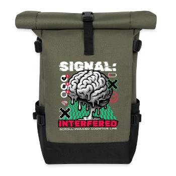 Doom Scrolling, Digital detox, Social media - Roll Top Backpack - olive/black - Front