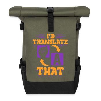 Interprète en langue des signes ASL Je traduirais ça - Sac à dos roll top - olive/noir - Devant
