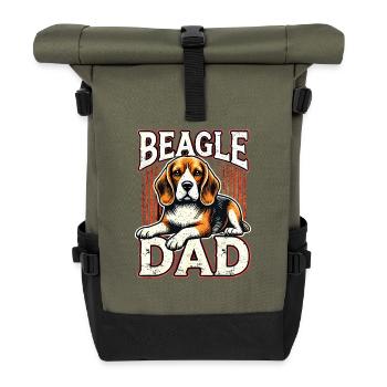 Beagle Papa Grafik - Rolltop Rucksack - Olive/Schwarz - Vorne