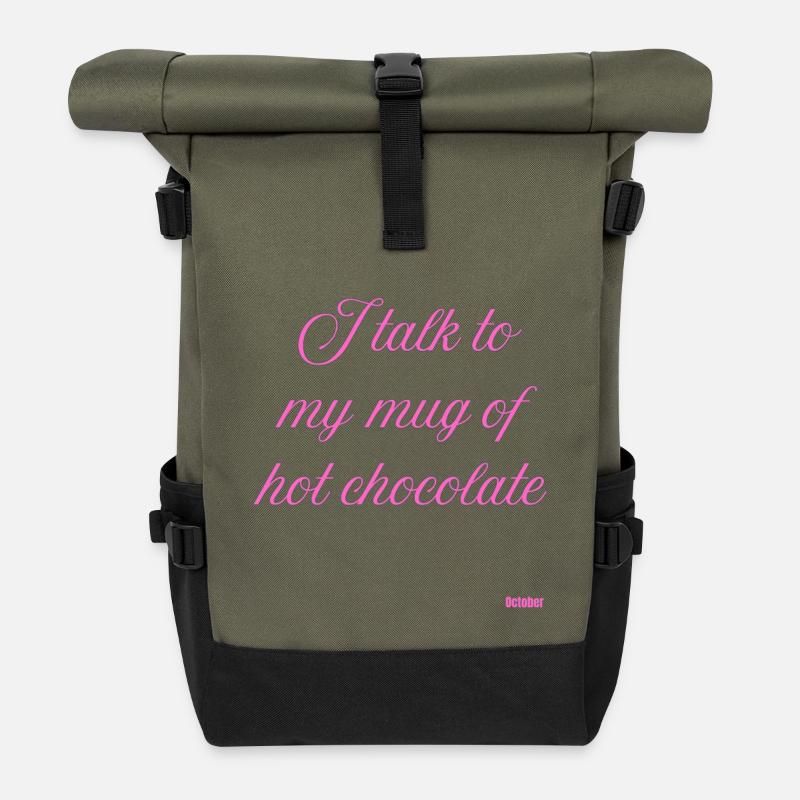 Tasse heiße Schokolade - Rolltop Rucksack - Olive/Schwarz