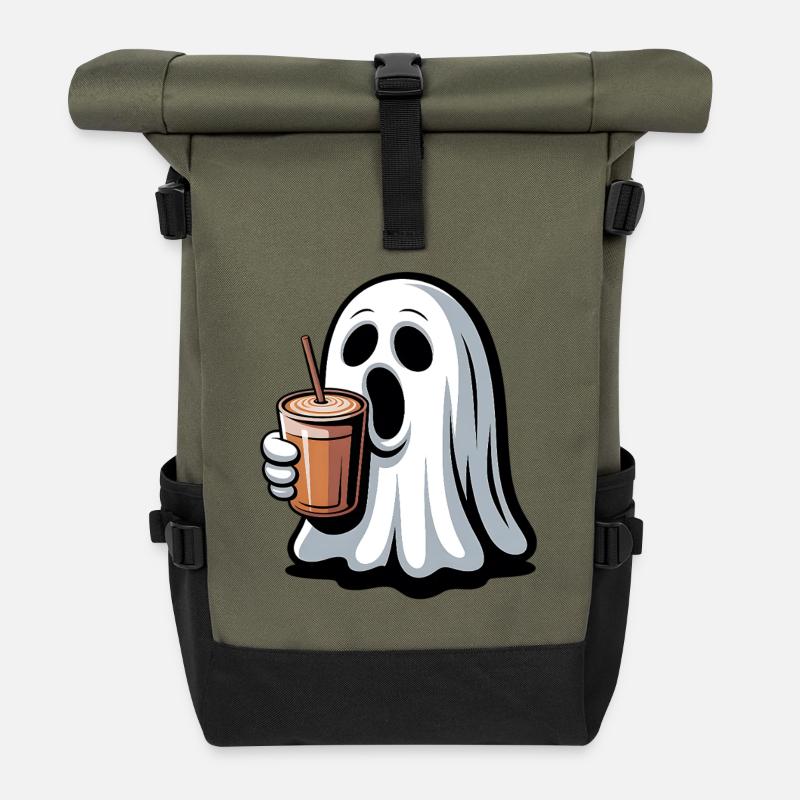 Geist mit Kürbislatte - Rolltop Rucksack - Olive/Schwarz