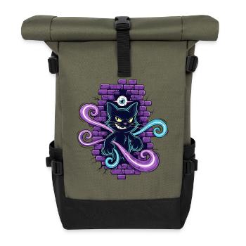 Chat magique - Chat magique avec un œil qui voit tout - Sac à dos roll top - olive/noir - Devant