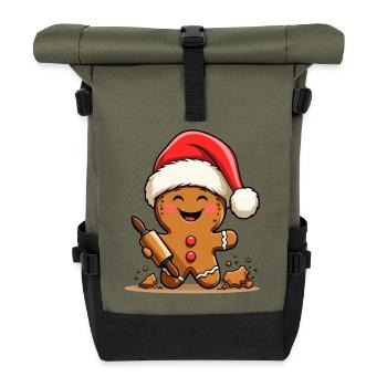 Weihnachts Gingerbread mit Zuckerguss - Rolltop Rucksack - Olive/Schwarz - Vorne