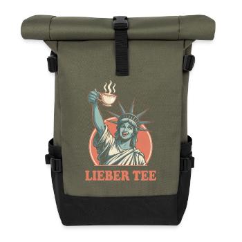 Lieber Tee Statue - Rolltop Rucksack - Olive/Schwarz - Vorne