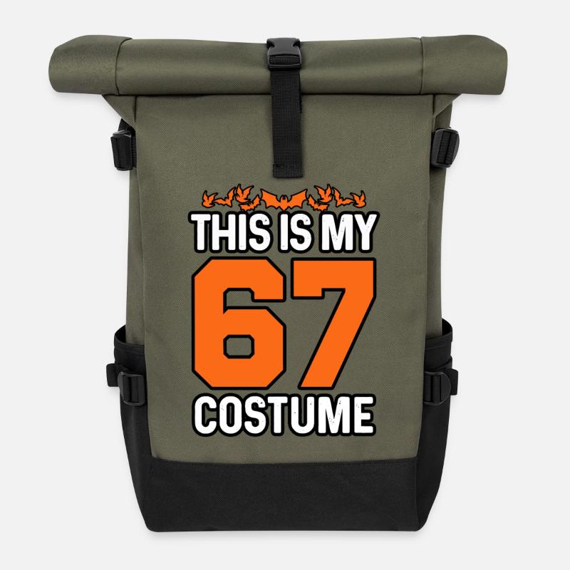 This is My Halloween 67 Costume Funny Number Meme - Roll Top Backpack - olive/black