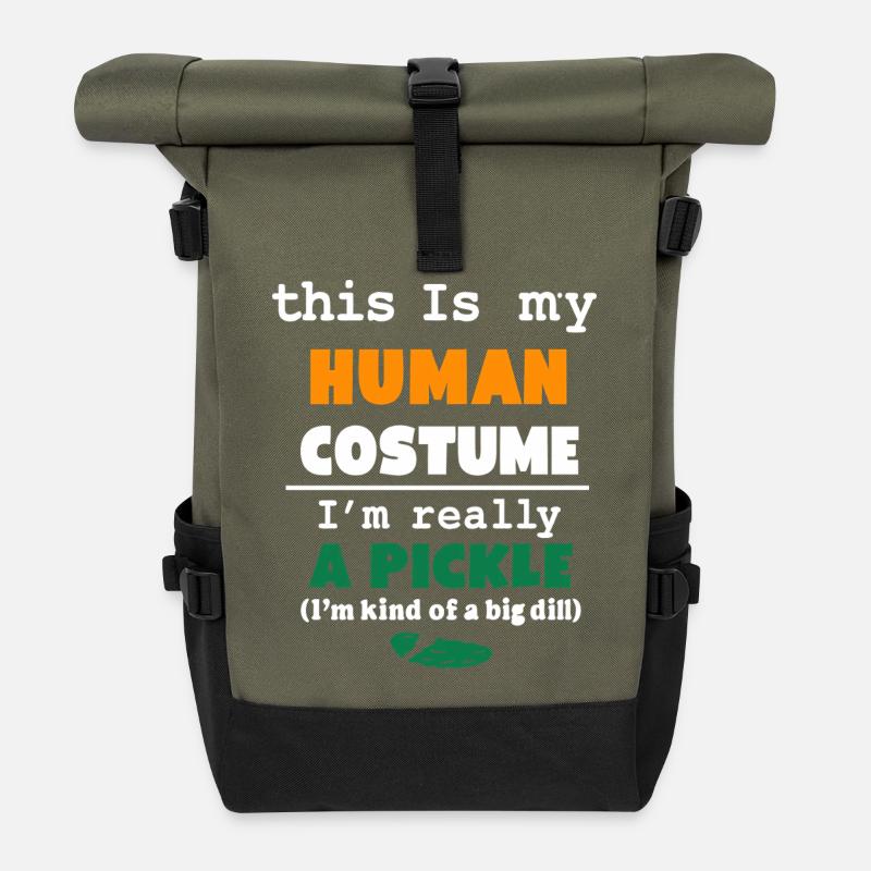 Das ist mein menschliches Kostüm Ich bin wirklich eine Gurke - Rolltop Rucksack - Olive/Schwarz