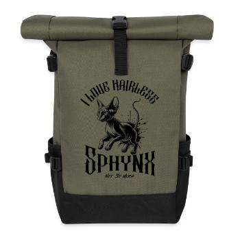 I Love Sphynx Cats Funny  - Roll Top Backpack - olive/black - Front