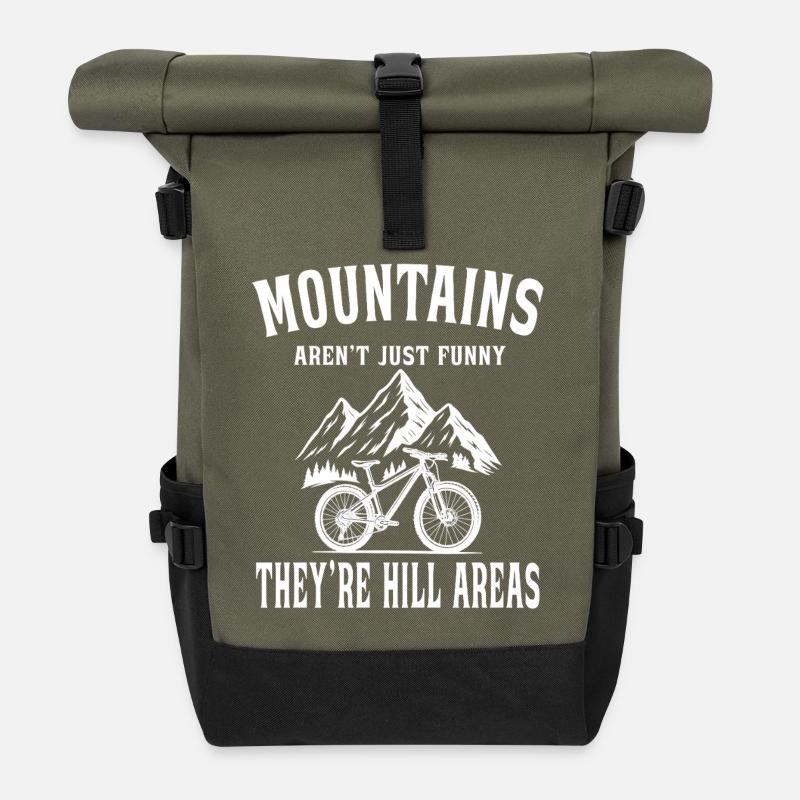Mountains aren't just funny - Mountain Bike - Rolltop Rucksack - Olive/Schwarz