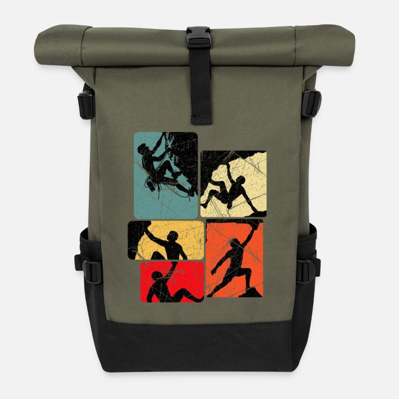 Climbing Bouldering Mountaineering Climbers Bouldering - Roll Top Backpack - olive/black