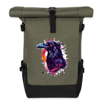 Color Explosion Raven Neon Splash - Roll Top Backpack - olive/black - Front