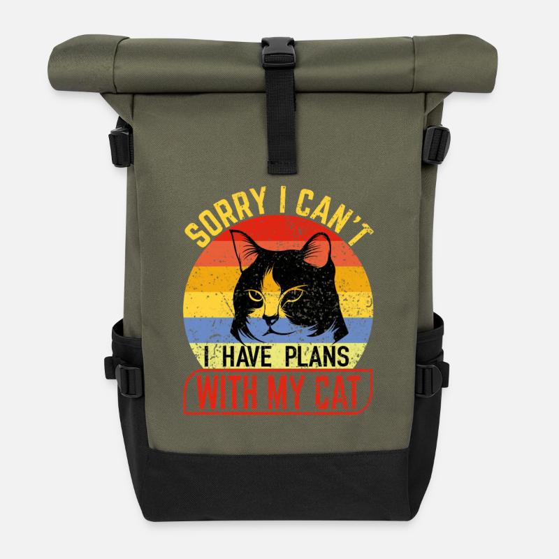 Désolé je ne peux pas j’ai des projets avec mon chat - Sac à dos roll top - olive/noir