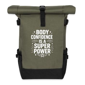 Körperbewusstsein ist eine Superkraft, Halloween - Rolltop Rucksack - Olive/Schwarz - Vorne