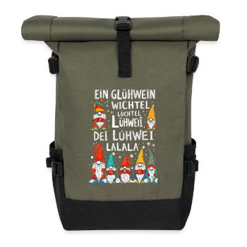 Ein Glühwein Wichtel Luchtel Lühwei Lalala - Rolltop Rucksack - Olive/Schwarz - Vorne