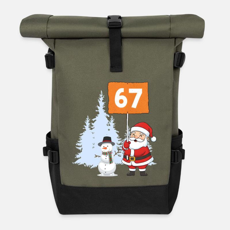 Santa67 Countdown Weihnachtsschild - Rolltop Rucksack - Olive/Schwarz