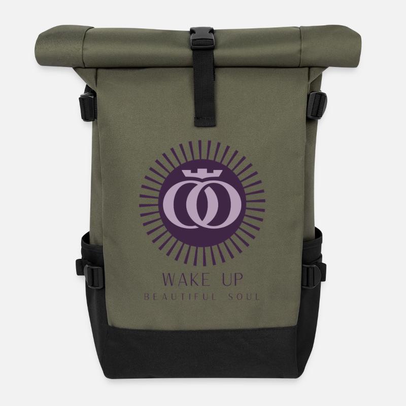 WAKE UP BEAUTIFUL SOUL - Rolltop Rucksack - Olive/Schwarz
