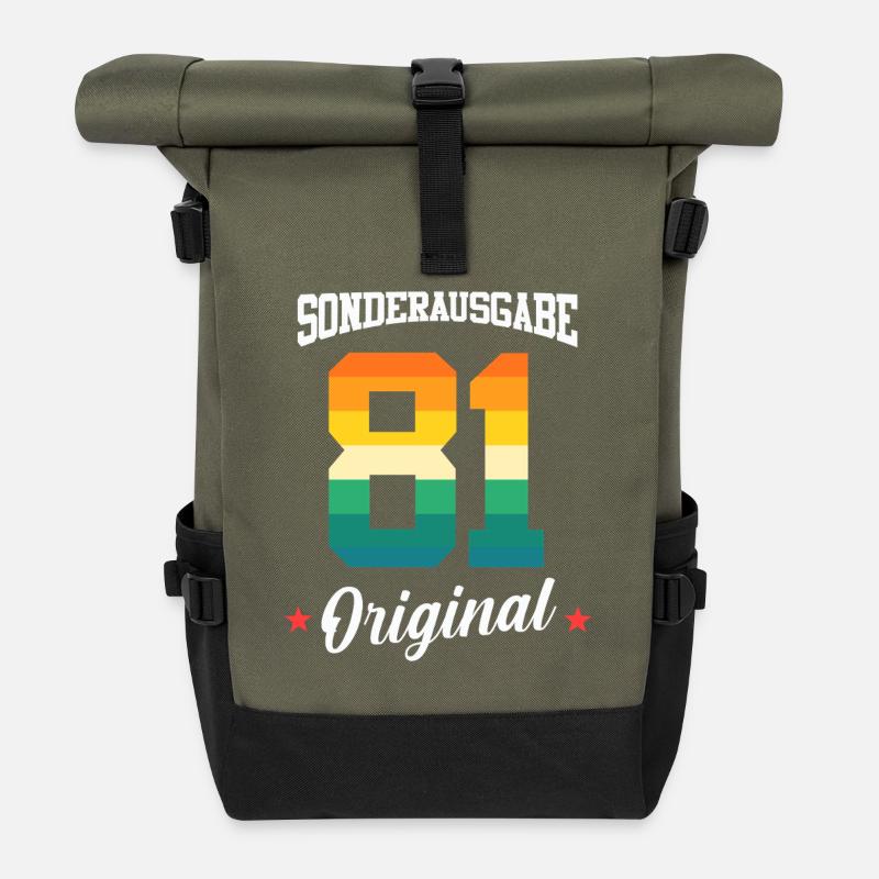 81 Geburtstag - Rolltop Rucksack - Olive/Schwarz