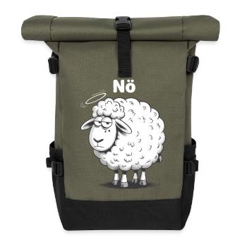 Lower Austria – Grumpy Sheep Humor Design - Roll Top Backpack - olive/black - Front