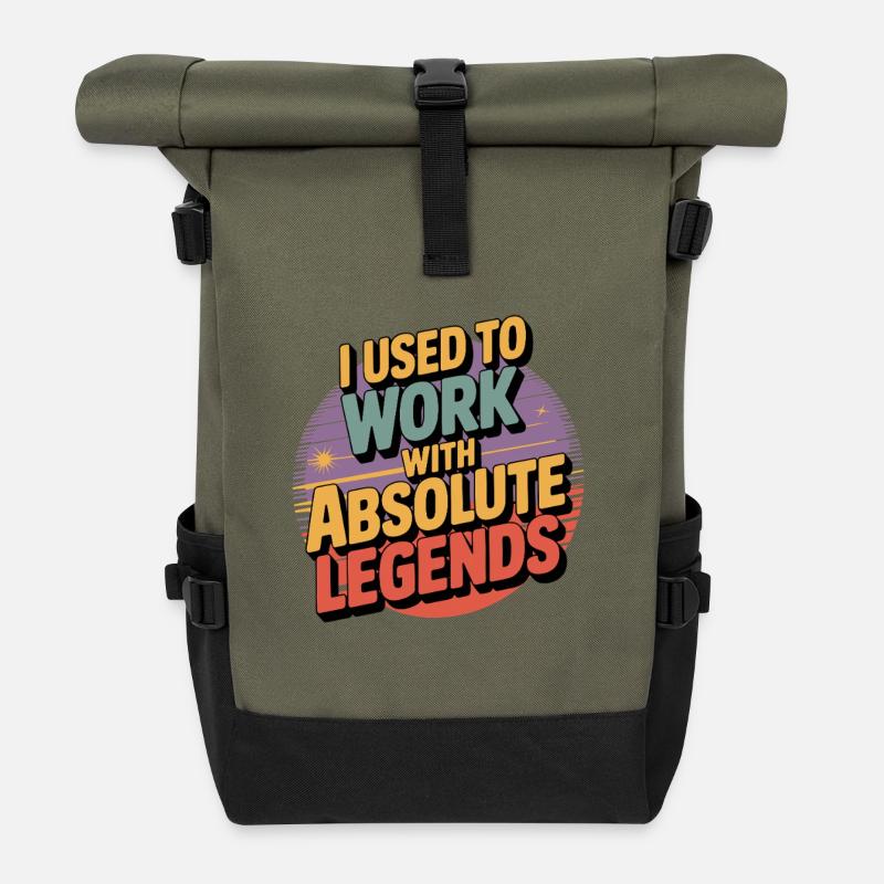 Früher habe ich mit Legend gearbeitet - Rolltop Rucksack - Olive/Schwarz