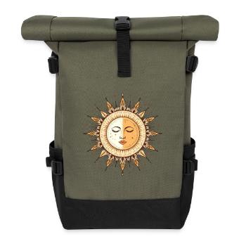 Boho Sonne - Rolltop Rucksack - Olive/Schwarz - Vorne
