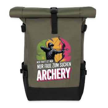 Archery design for archers and courses - Roll Top Backpack - olive/black - Front